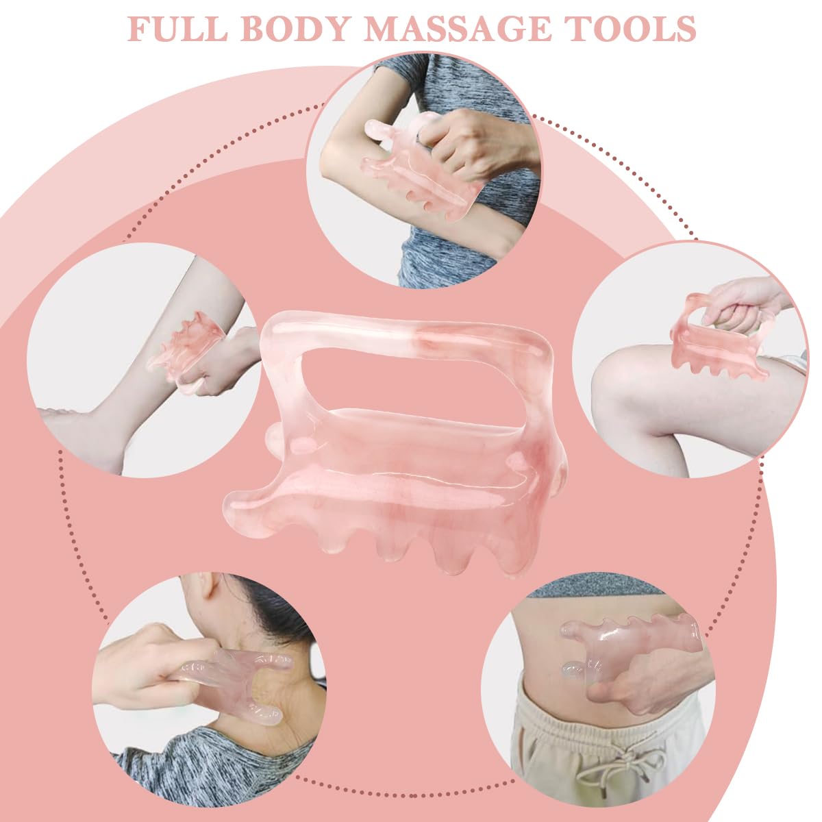 HANNEA Gua Sha Back Massager with Ergonomic Handle and Dual Row Trigger Points | Resin Body Massage Tool for Muscle Relief