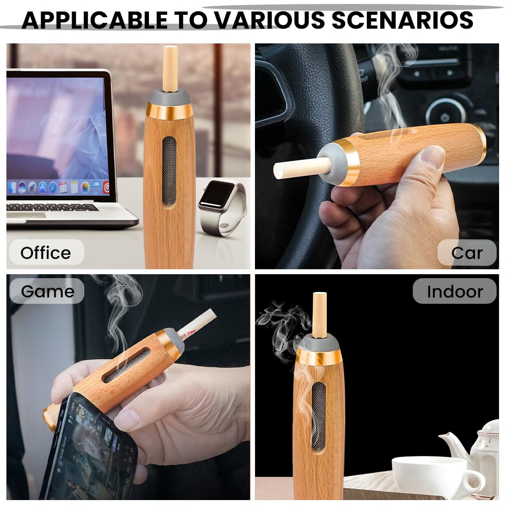 ZIBUYU Portable Mini Pocket Ashtray for Car and Outdoor Use featuring Closed Metal Holder 10.9x2.8cm Yellow Gold | Reusable Easy Clean Design