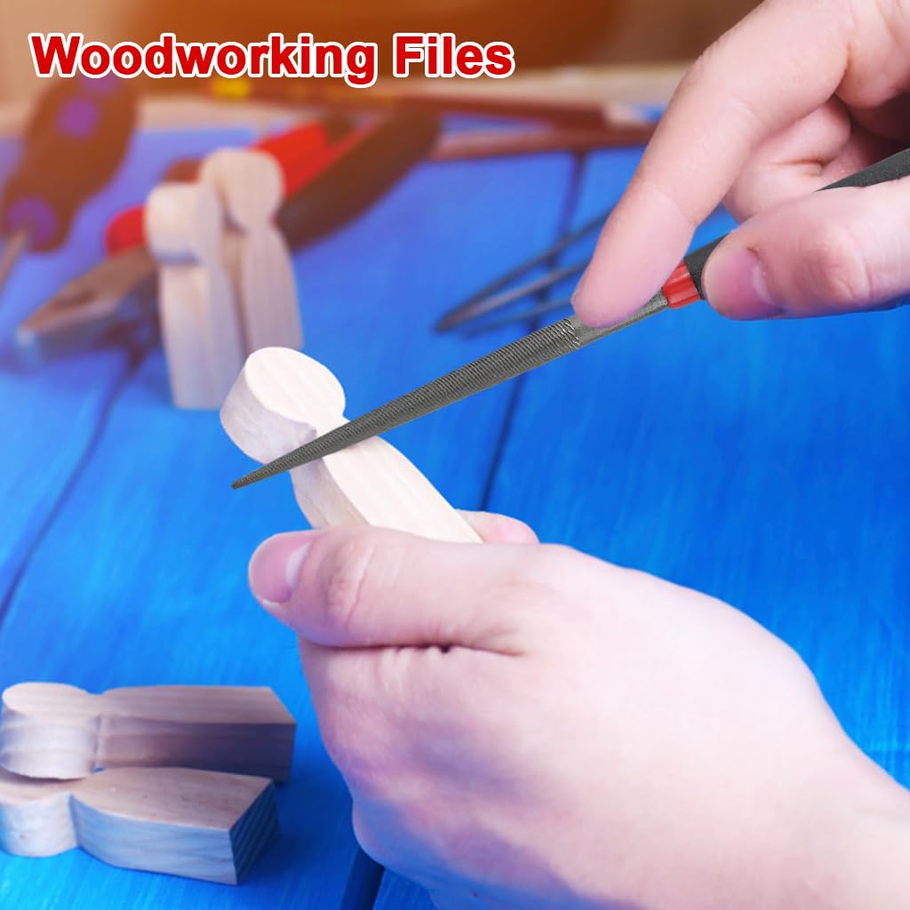Serplex Crafting File Tools for Wood Stone and Jade with 4.6 in Palm Grip | 3 Steel Files