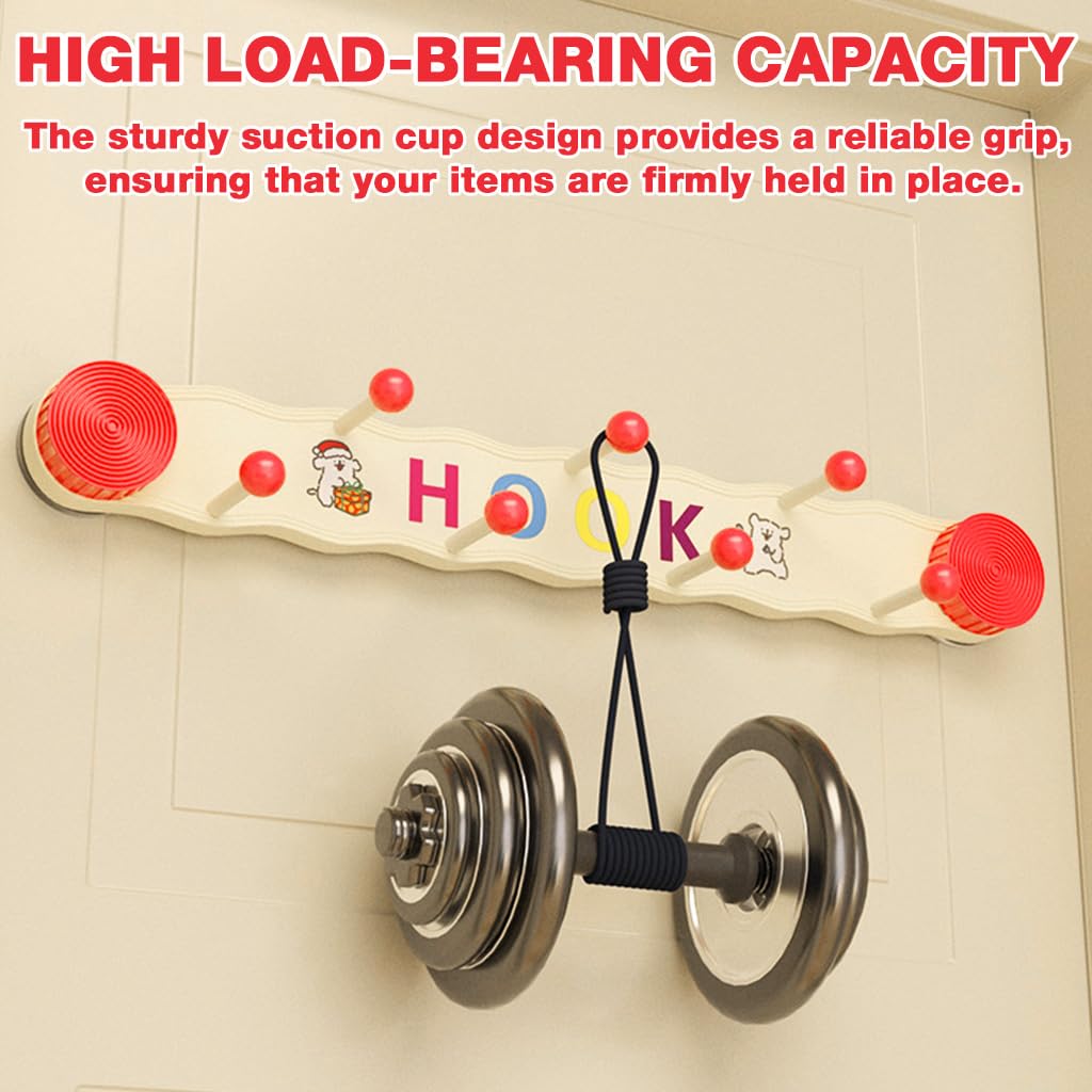 HASTHIP Cloth Hanger for Wall with 7 Hooks featuring Dual-Row Design and Suction Cup Hold | Multicolor Organizer
