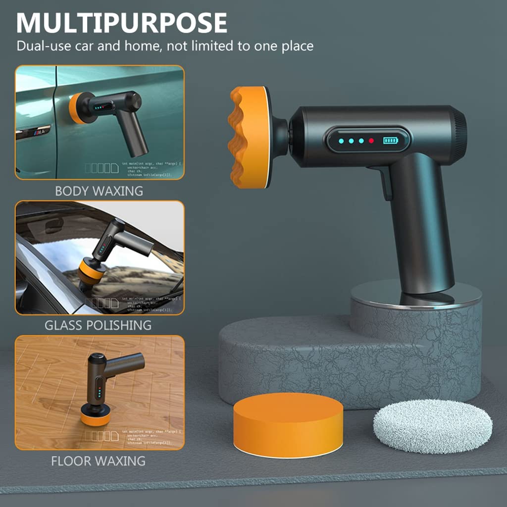 Serplex Cordless Electric Car Polish Machine for Waxing with 2000RPM Motor and 3 Pads | USB Rechargeable