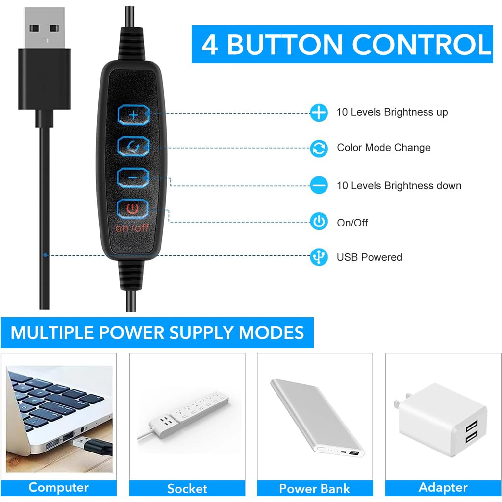 ELEPHANTBOAT LED Desk Lamp for Study and Reading with Dual Power Ports & Touch Control | 1200mAh Rechargeable Folding Bar Light