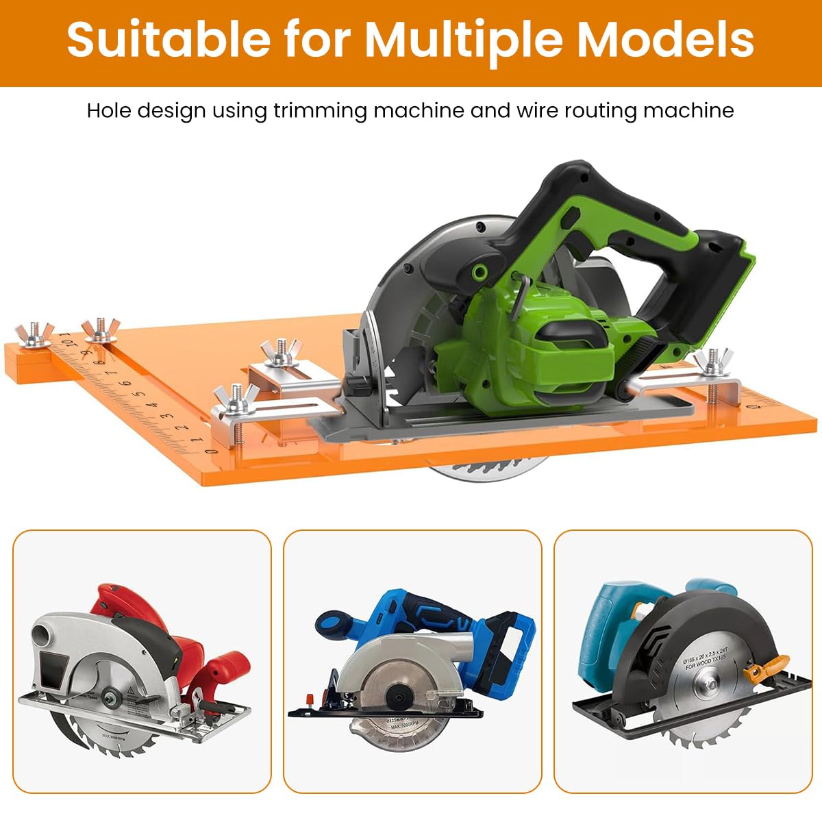 Serplex Adjustable Cutting Machine Guide for Circular Saws with 5mm Plastic Plate 28x15cm | 3PCS Woodworking Accessory