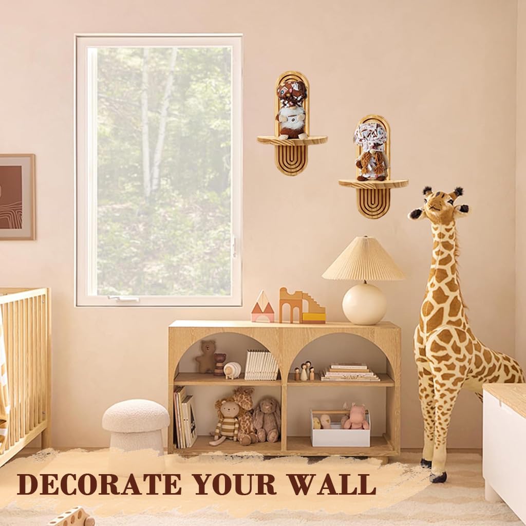 HASTHIP Wall Hanging Candle Shelf for Rustic Décor with Oblong Design and Wooden Grain | Pack of 2 7.79x11.8 in