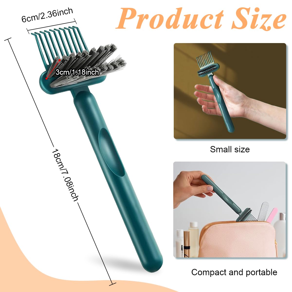 Venzina Hair Comb Cleaner Brush with 10 Teeth Rake and Small Cleaning Brush for Salon Use