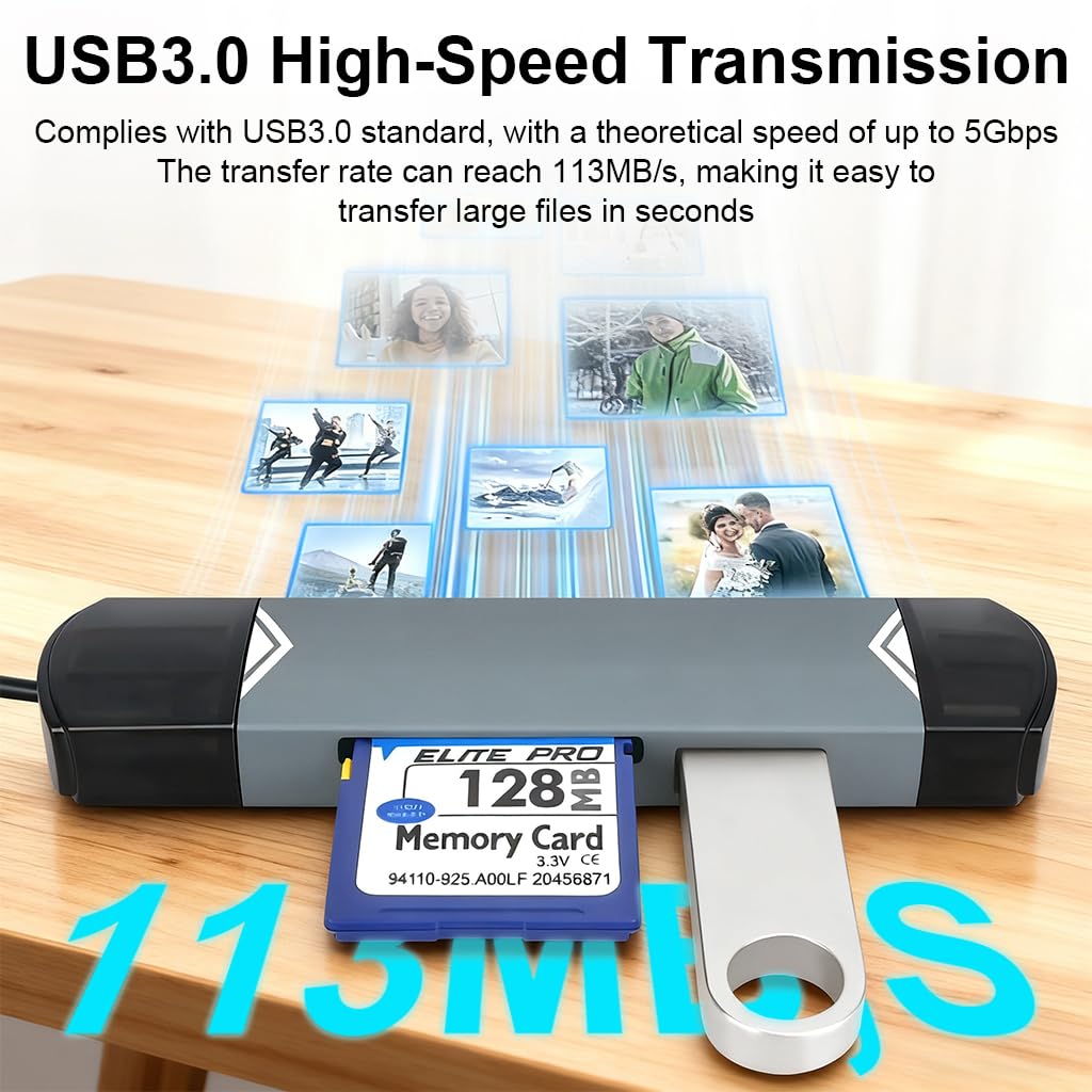 ZORBES USB 3.0 Card Reader for Phone and Laptop with Dual Type C Plug and 5Gbps Speed | SD and TF Slot Adapter