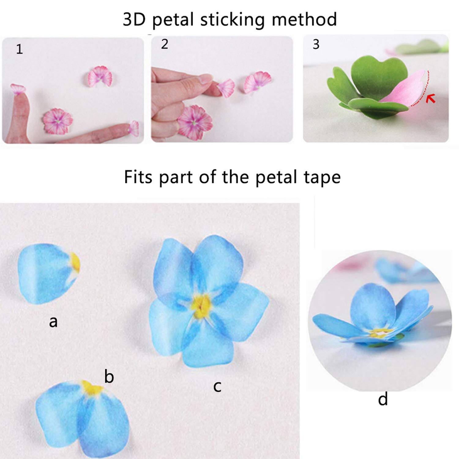 HASTHIP 4 Roll Creative Flower Petal Washi Tape, Masking Tape Decorative Decals, DIY Petal Stickers for Scrapbooking, Diary, Bullet Journal, Planner, 200 Petals/Roll (Purple)