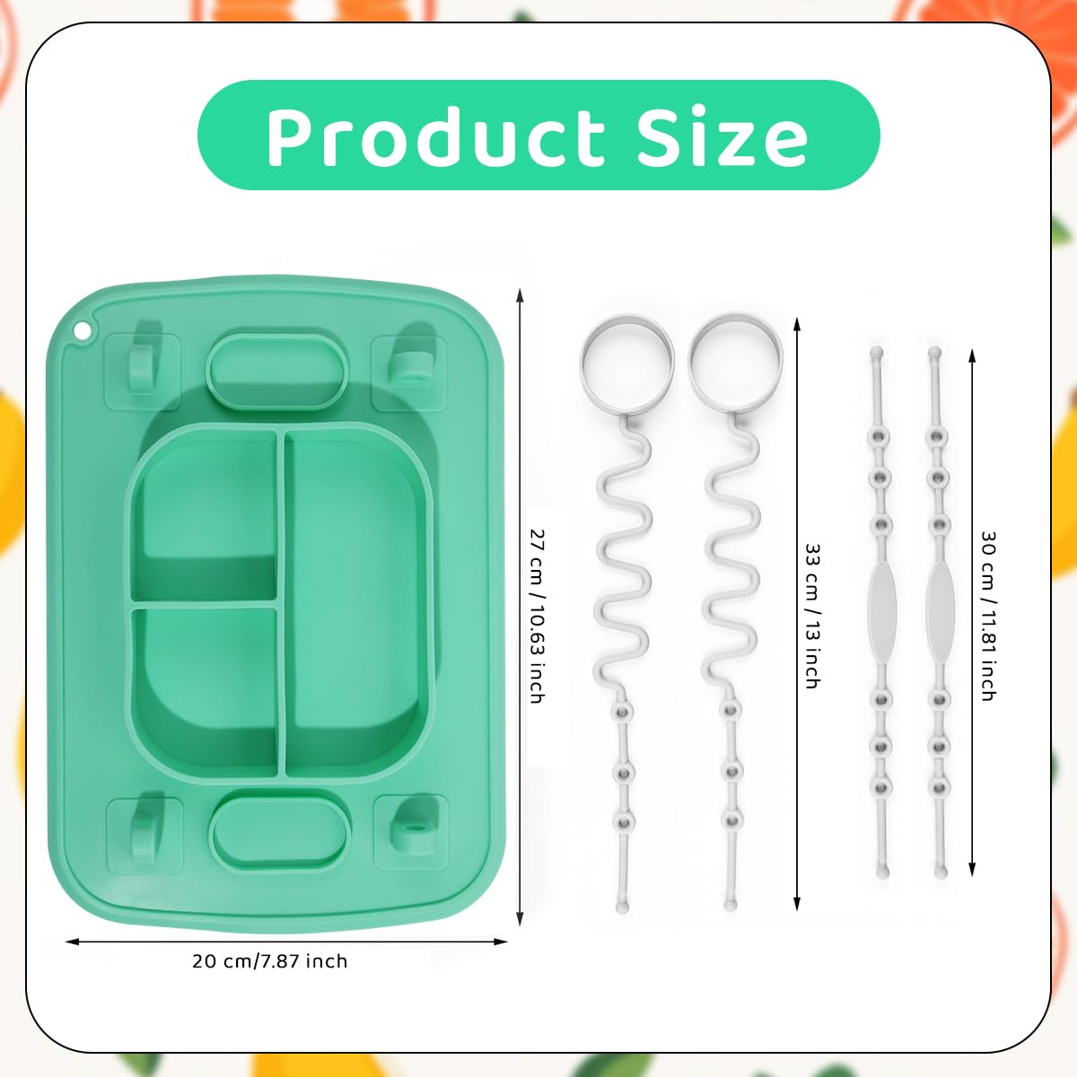 SNOWIE SOFT® Baby Foodplate BPA-Free Silicone Baby Feeding Set Anti-flip Suction Plates for Baby, Kids Plates for Food with 4 Silicone Straps for Hanging Teether Toy, Soother