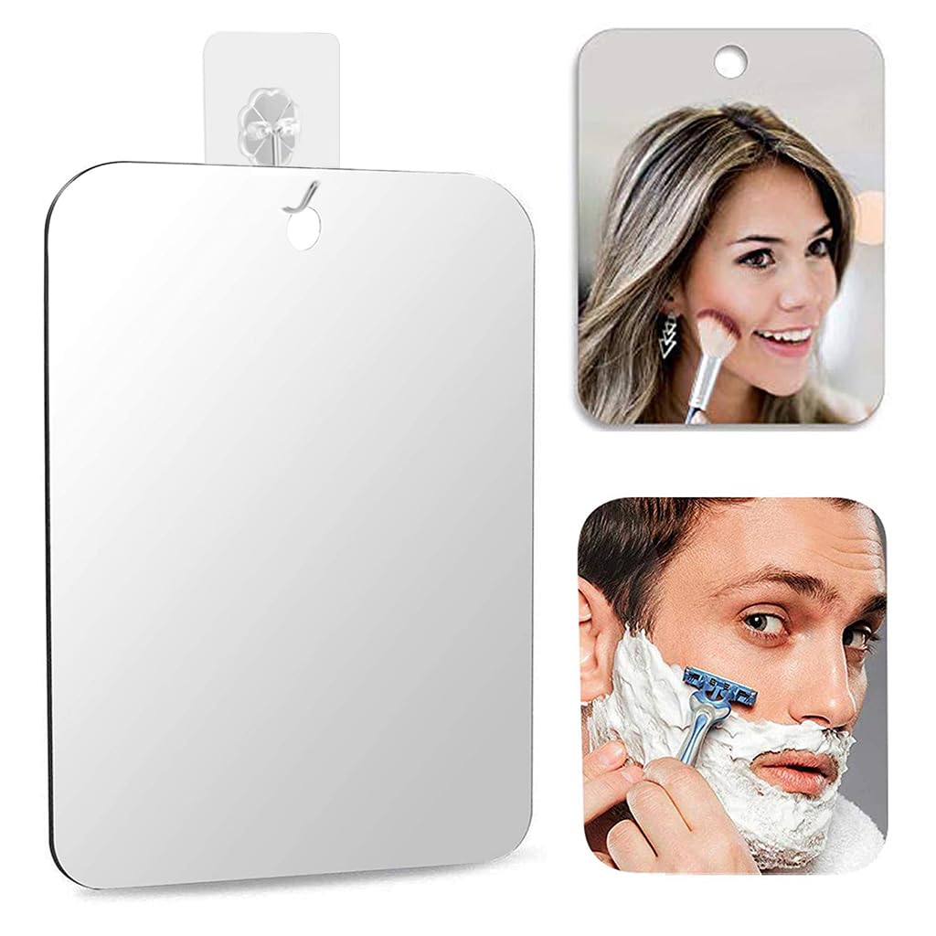 MAYCREATE® Anti-Fog Shaving Mirror, 6.81in Anti-Fog Makeup Shave Frameless Shower Wall Hanging Mirror with Handheld Option for Men and Women