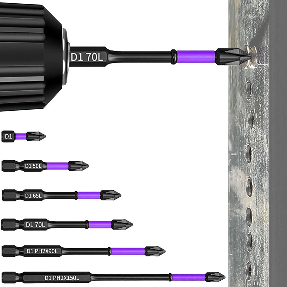 Serplex® 6Pcs Magnetic Drill Bits Assorted Sized Phillips Drill Bits Anti-slip Phillips Screwdriver Bits High Impact Steel Phillips Drill Bits for Power Drill, Cordless Driver, Impact Driver