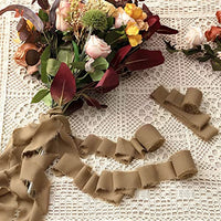 HASTHIP® 3 Rolls Chiffon Ribbons Set Fringe Fabric Silk-Like Ribbons for Gifts Wrapping, Wedding Invitations, Party Decoration, Bridal Bouquets, DIY Crafts(1.5"x7Yd Per Roll) (Beige)