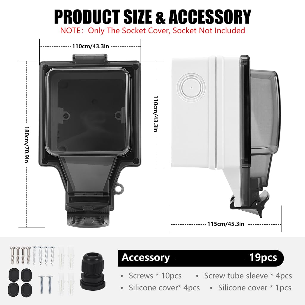 Serplex Electrical Box Cover for Outdoor and Indoor Use featuring Flip Up Lid and IP66 Waterproof 86x86mm | ABS Copper Construction