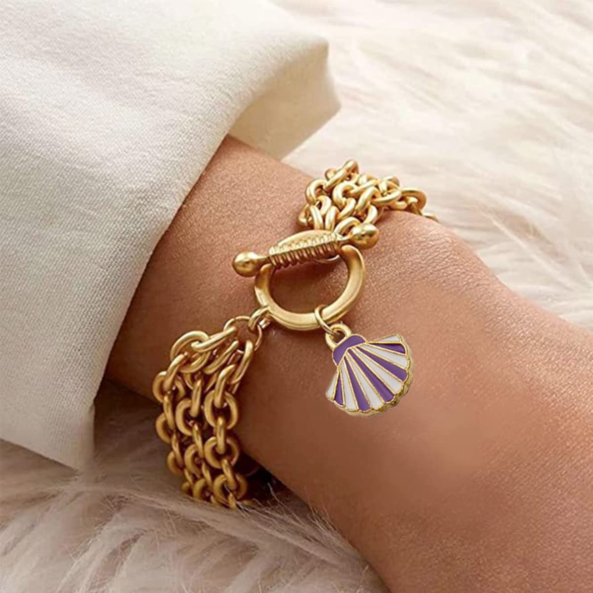 MAYCREATE Enamel Pendant Charms Set for DIY Jewelry Making with Hanging Hole | 31Pcs Gold Plated Purple Kit