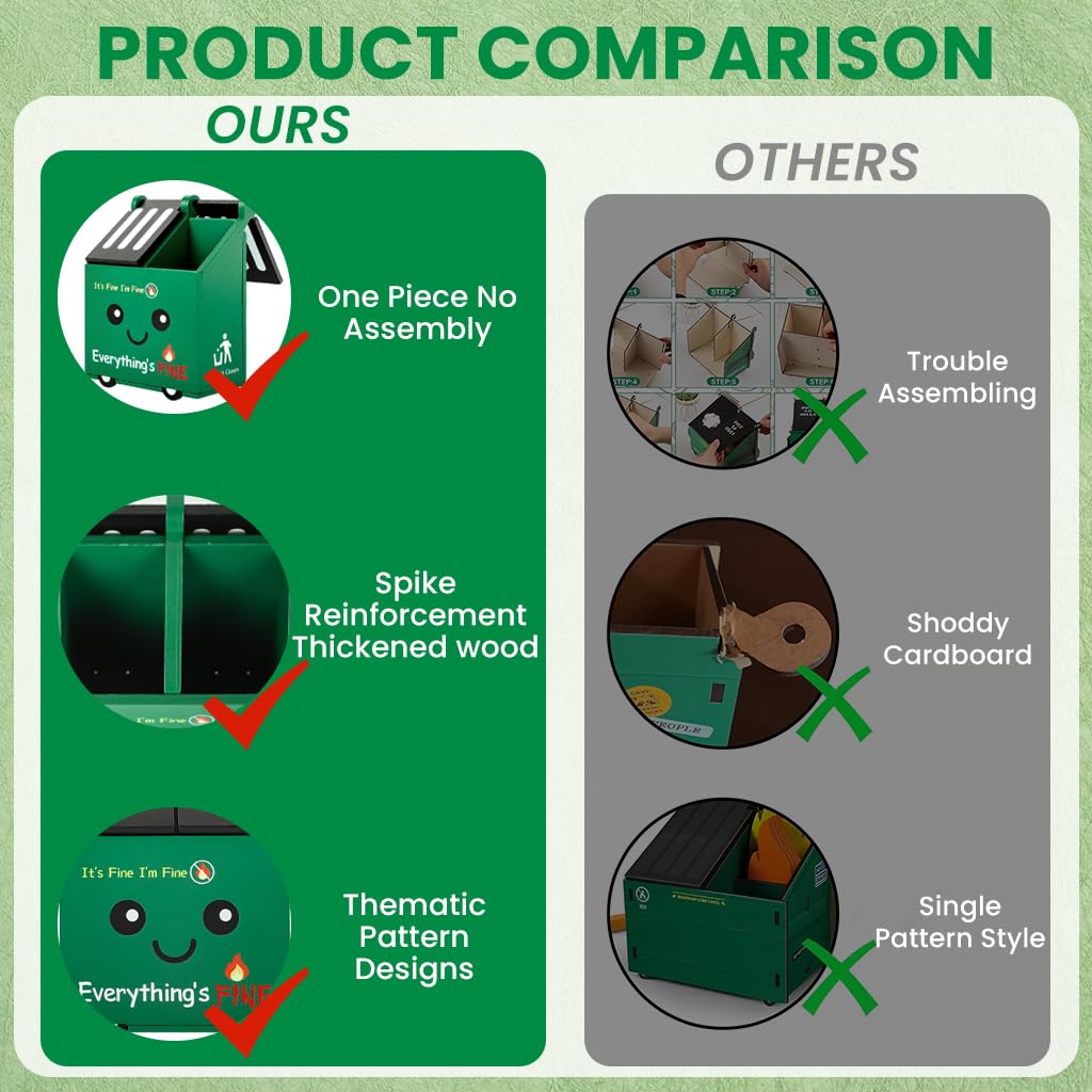 OFIFO Wooden Desk Pen Stand with Dual Compartments and Flip Lid for Office and Study | Cartoon Design Stationery Organizer for Home Decor