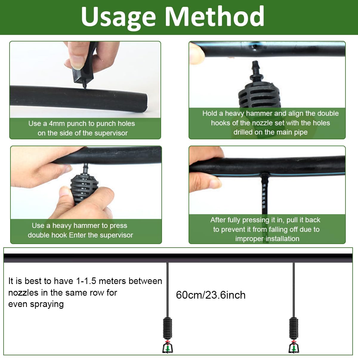 HASTHIP Hanging Drip Irrigation Kit for Gardens and Greenhouses with 60 cm 360° Rotary Sprinklers | 10 Pcs Automatic Watering System