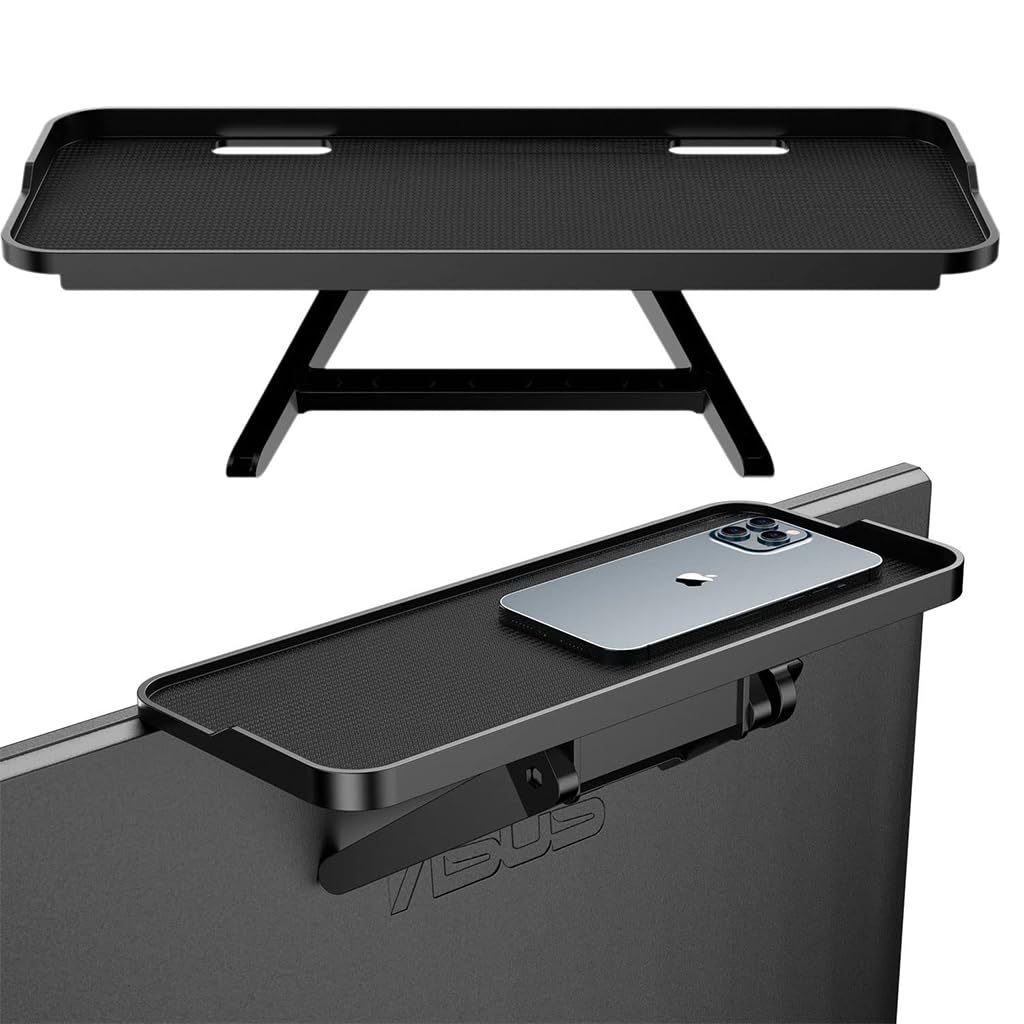 HASTHIP Screen Top Shelf for TV and Monitor with Triangle Stand | ABS Tray and Cable Hole