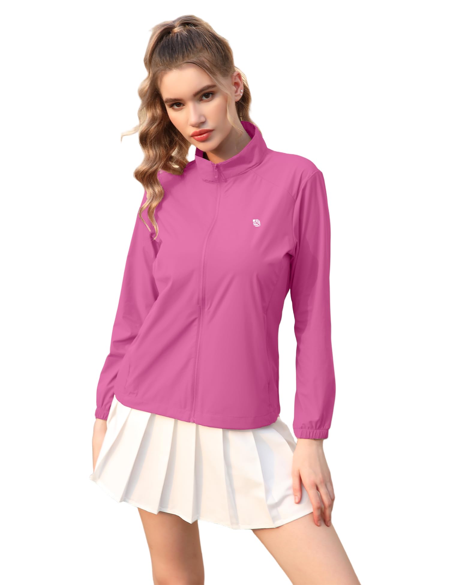 Venzina Women's UPF 50+ Sun Shirt for Hiking and Travel with 4-Way Stretch Mesh | Rose Red