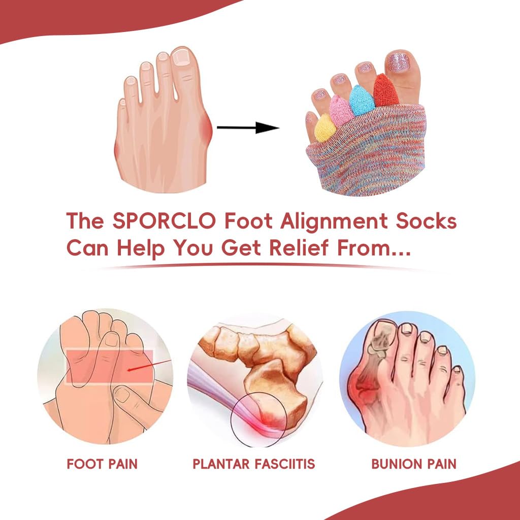 Zibuyu Toe Separator Socks for Foot Alignment and Bunion Relief 3PCS | Breathable Cotton