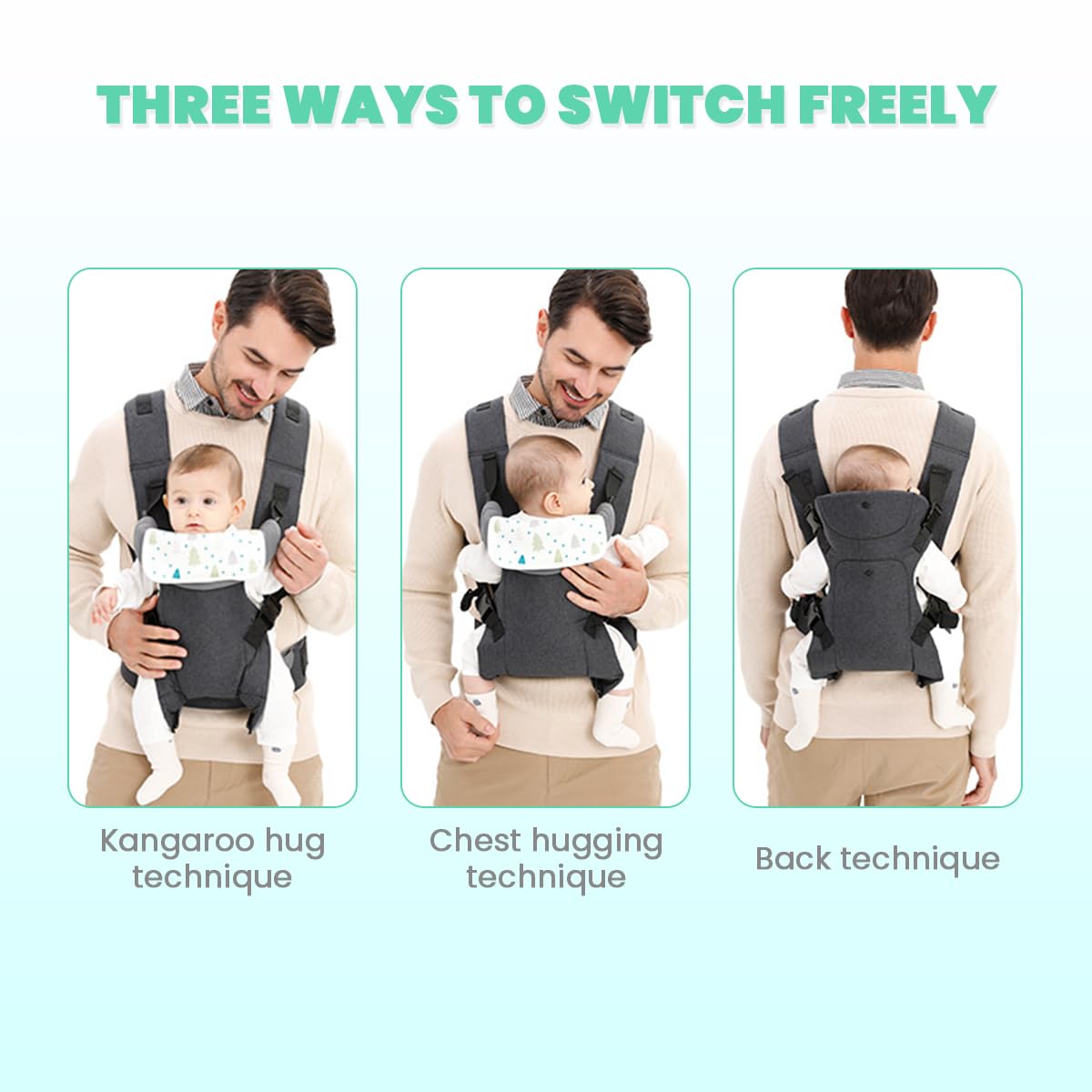 SNOWIE SOFT Baby Carrier for 0 to 3 Year Baby with 4 Point Quick Release Buckles | Adjustable Front and Back Carrying Strap System
