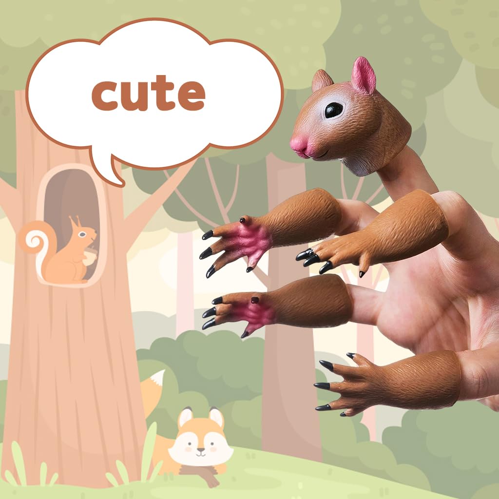 PATPAT Cartoon Squirrel Finger Toys 5PCS for Storytelling with Soft PVC | Kids Learning Play