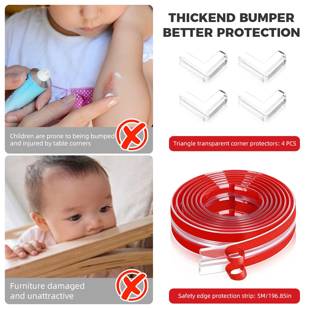 HASTHIP Edge Protector for Baby Proofing with 16.4 ft Strip and Clear Triangle Guards