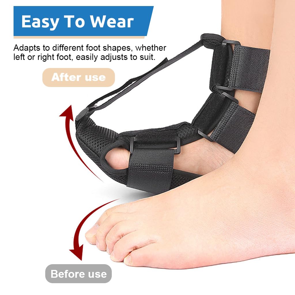 HANNEA Plantar Fasciitis Night Splint Sock for Foot Drop and Achilles Tendonitis | Unisex Adjustable Brace for Heel Spur Pain Relief