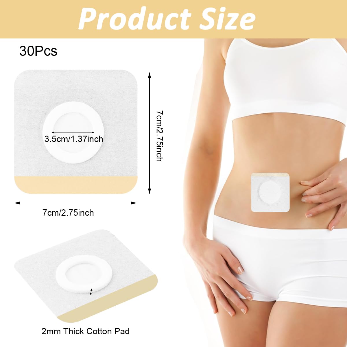 MAYCREATE Castor Oil Patches 30 pcs for Belly Button Therapy with Anti Leakage Design | Organic Cotton Self Adhesive Pads