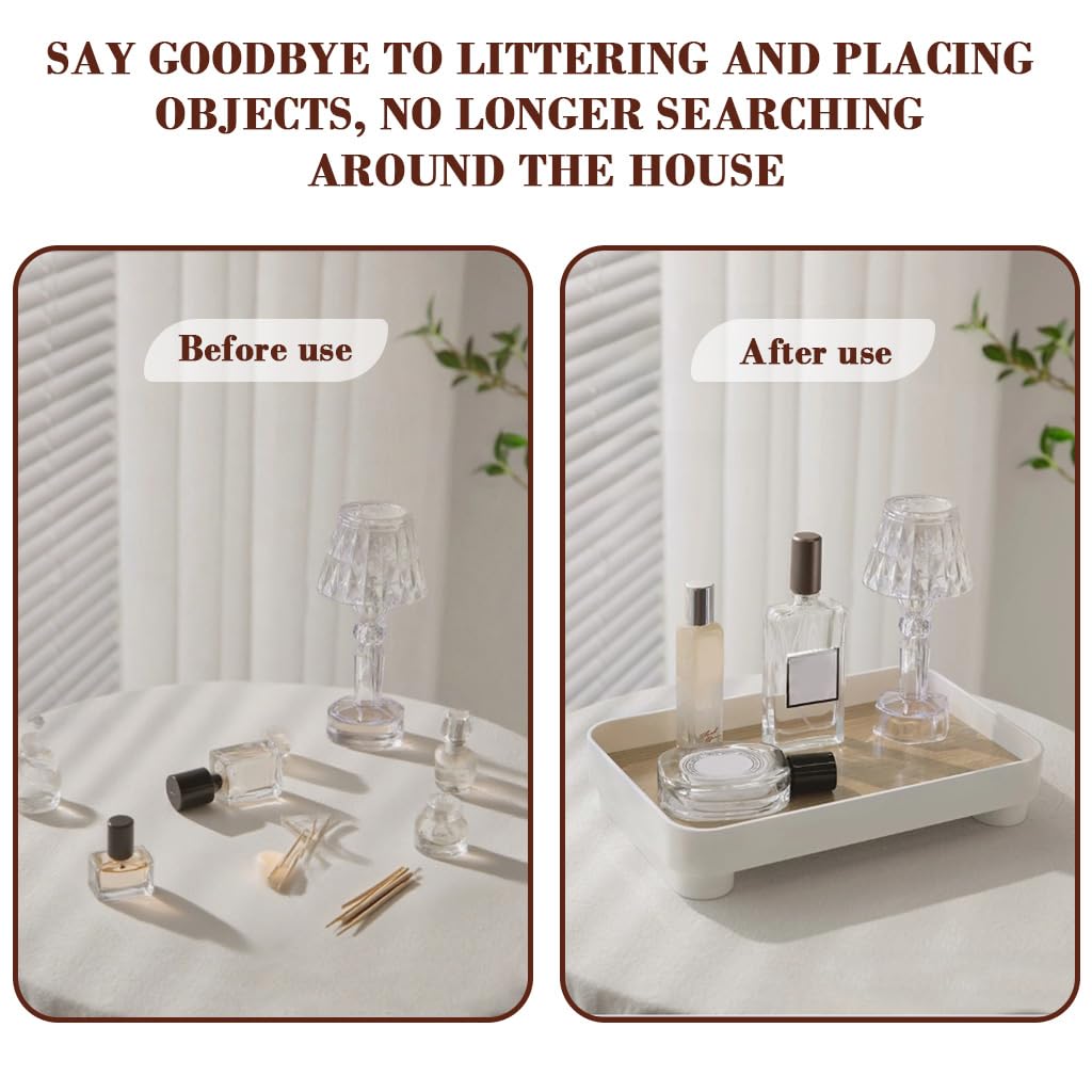 Supvox Bathroom Tray for Toiletries featuring Elevated Feet and 24x15x4.5cm Wooden Base | Modern Countertop Organizer