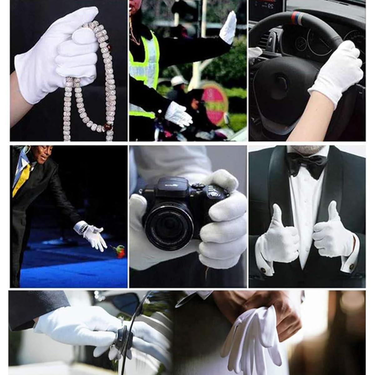 Serplex® 12 Pairs White Cotton Gloves Artwork Crafting Gloves Professional Jewelry Inspection Gloves Breathable Working Gloves Hygiene Gloves