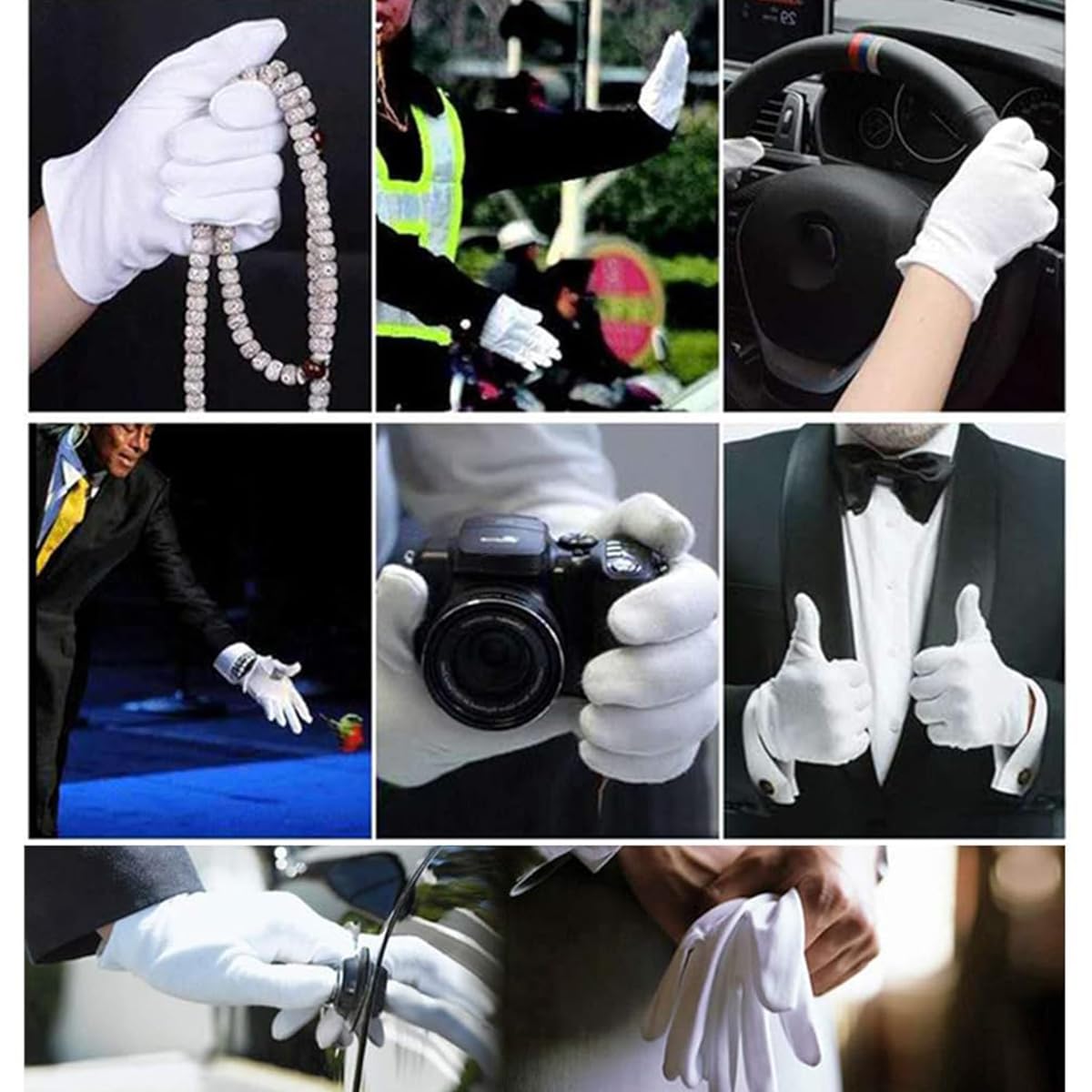 White Cotton Gloves for Artwork and Jewelry Inspection featuring Breathable Comfort | 12 Pairs