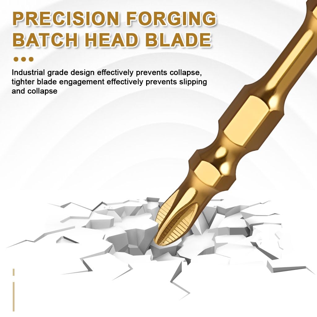 Serplex Screwdriver Bits Set for Electric Drills with Dual-Tip Ribbed Design & Alloy Steel | 6 Pcs 30–100mm