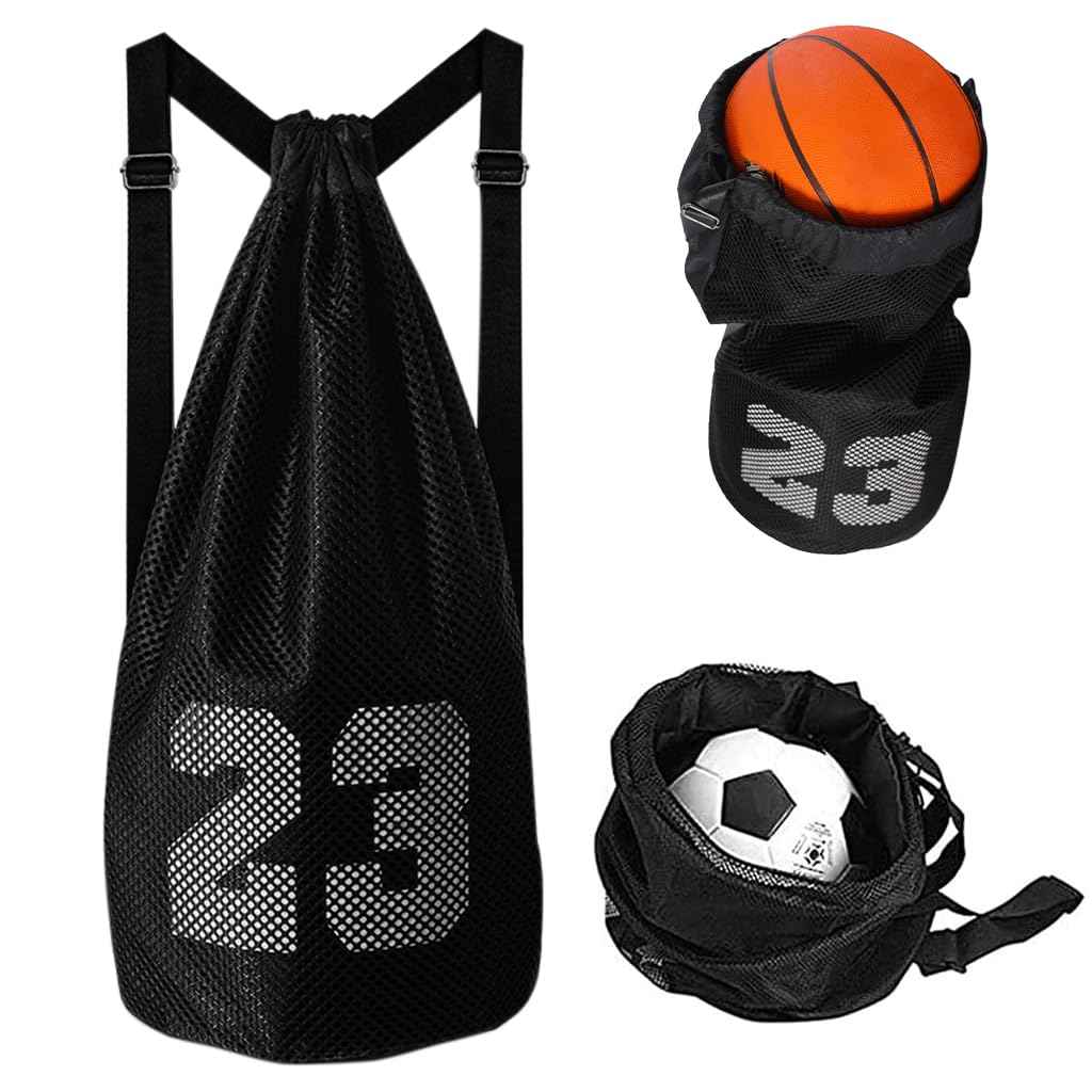 Proberos® Mesh Drawstring Basketball Backpack Lightweight Shoulder Bag Fashion Print Drawstring Backpack Sport Backpack Hiking Backpack, Small, 26x37cm