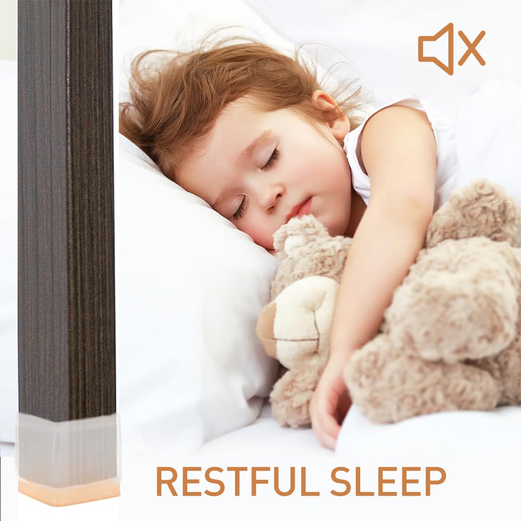 HASTHIP Chair Leg Floor Protectors for Tilting and Vertical Legs 16 pcs with Felt Pads | Transparent TPE Sleeve 3.2x2.2~4.2x3 cm