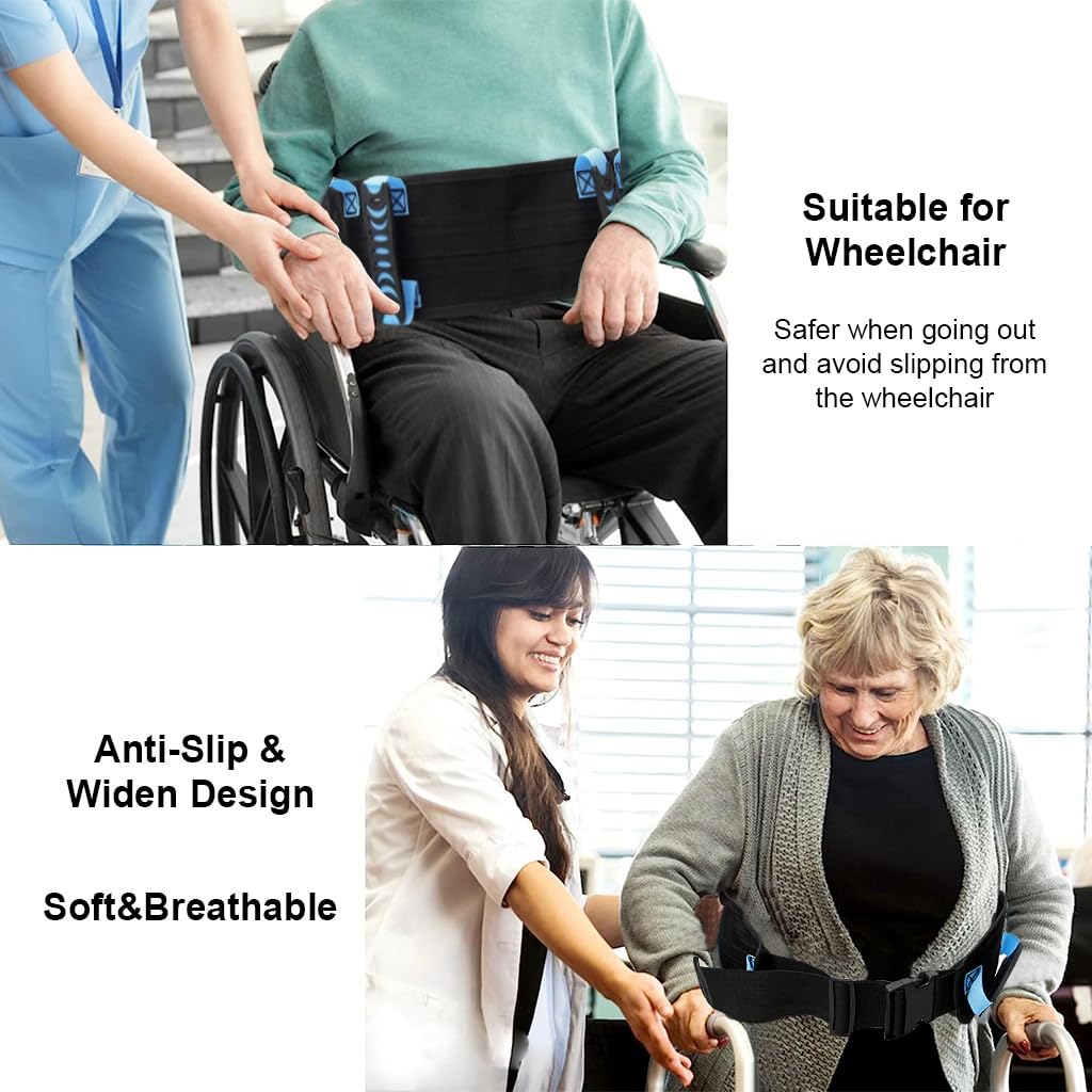 Hannea Gait Belt for Elderly Patients with 4 Handles Adjustable 35–50 in Nylon | Walking Assist Aid