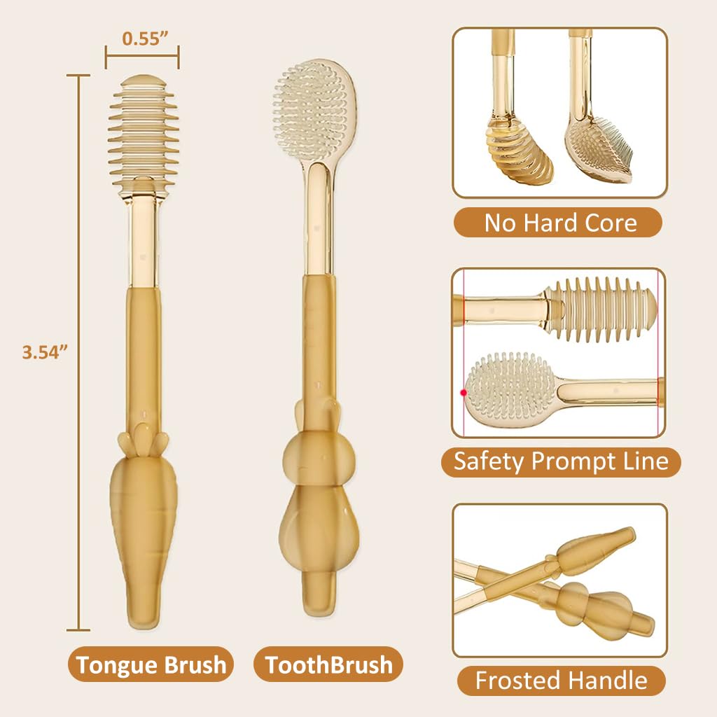 SNOWIE SOFT Baby Oral Cleaning Brush Set for 6–24 Months with 2-in-1 Silicone Toothbrush and Tongue Cleaner | BPA-Free Food Grade Design