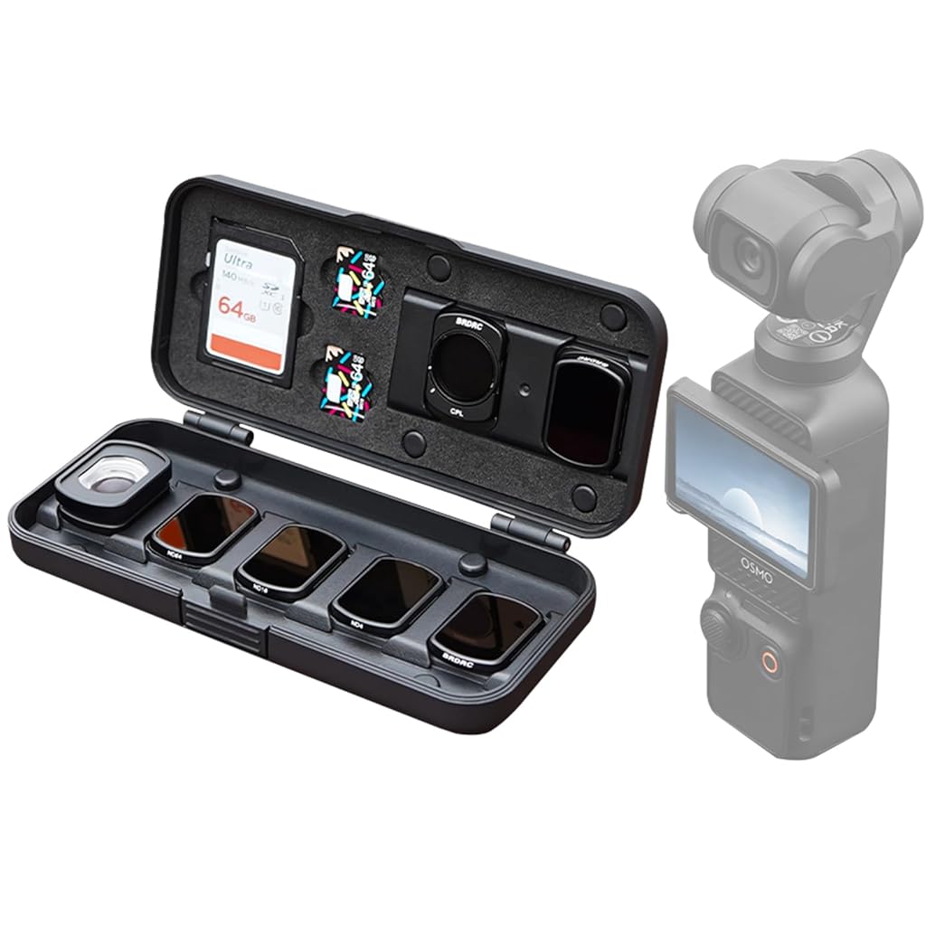 ZORBES® Filter Case for Pocket 3, Lens Filter Storage Case for Osmo Pocket 3 Creator Combo Accessories, ND-UV-CPL Wide Angle Macro Lens TF/SD Card Organizer