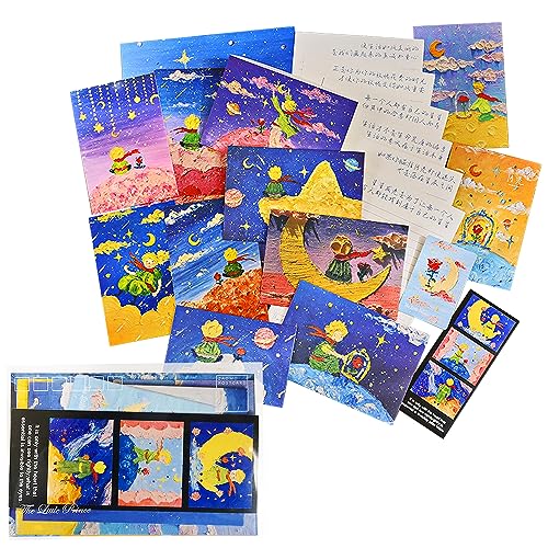 HASTHIP® Little Prince Journal Supplies Scrapbook Gift Box, Journaling Kit Journal Supplies, Include 4 Letter Cover, Letter Sheet, Gift Card, Closure Sticker, Wall Poster, Little Prince Post Card Set