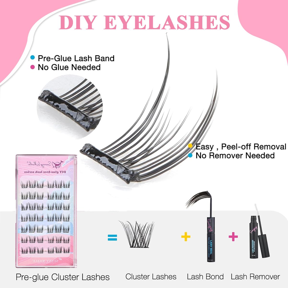 MAYCREATE® False Eyelashes, Lash Extensions Natural Pre-glued Cluster Lashes D Curl Individual Lash Extensions Anime Lashes for DIY Eyelash Extension