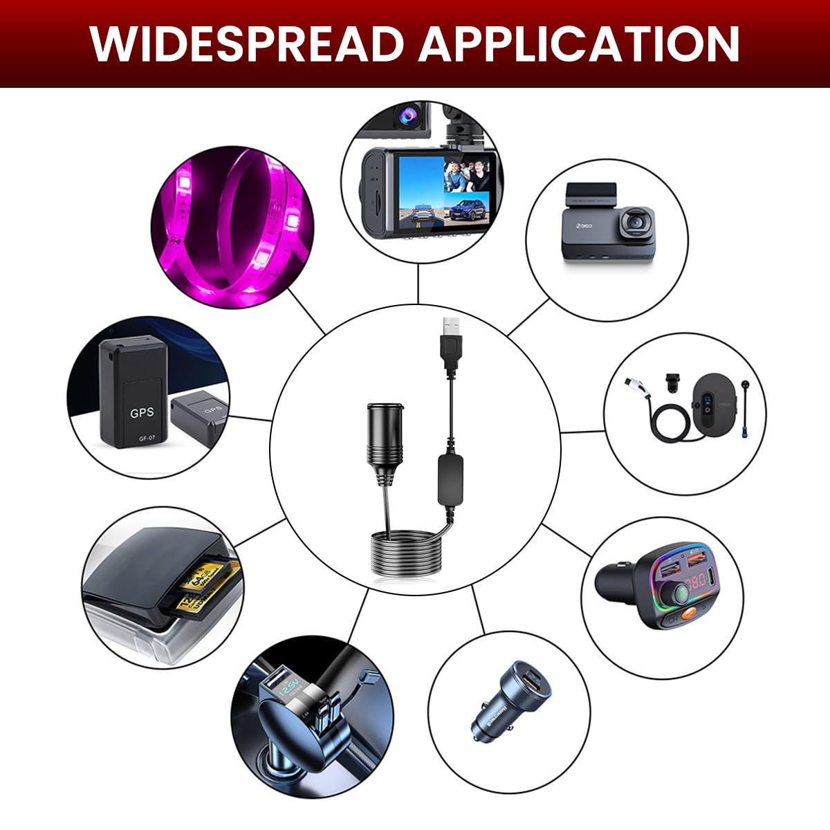 STHIRA USB to Cigarette Lighter Converter 1.2 Meter Cable for 12V Devices | 2PCS