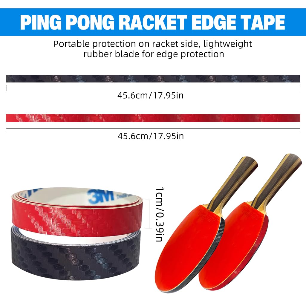 Proberos Table Tennis Racket Edge Tape for Blade Protection featuring EVA Foam Core 45cm x 10mm | Red and Black