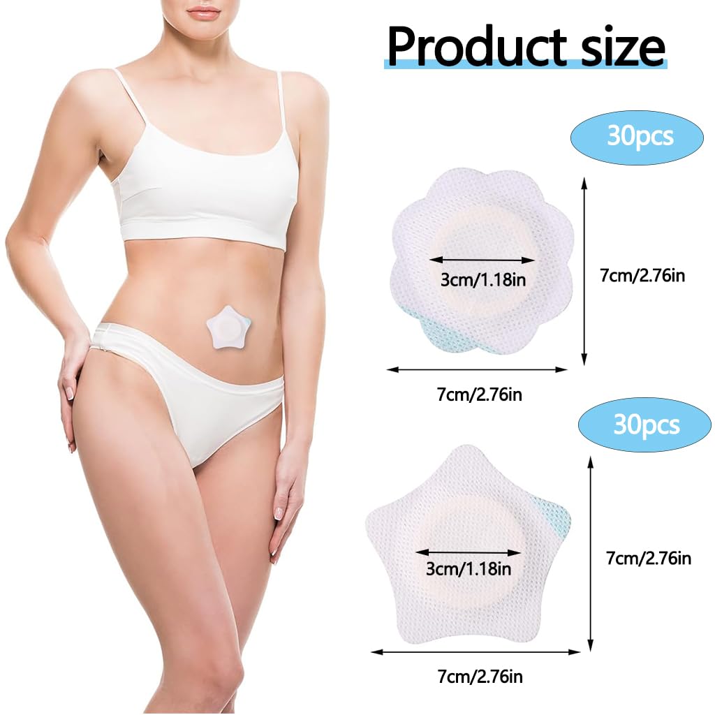 ZIBUYU Castor Oil Belly Wraps for Navel Care with Leakproof Layer and 60 Star & Flower Pads