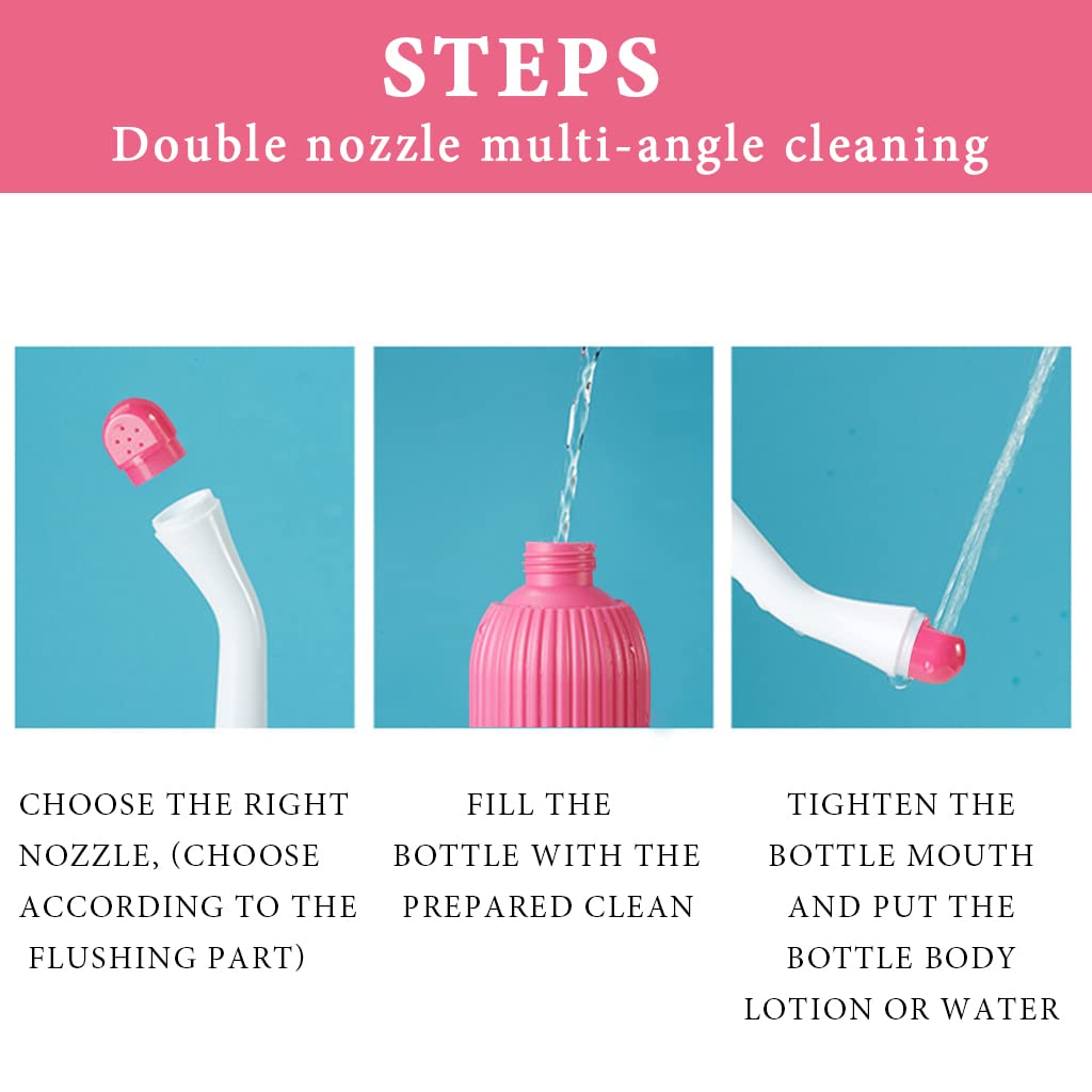 HANNEA® 500ml Portable Jet Spray for Toilet Retractable Handheld Travel Portable Bidet with Bag/2 Nozzles, Toilet Postpartum Perineal Clean Childbirth Cleaner Outdoor, Camping, Travel Essentials-Pink