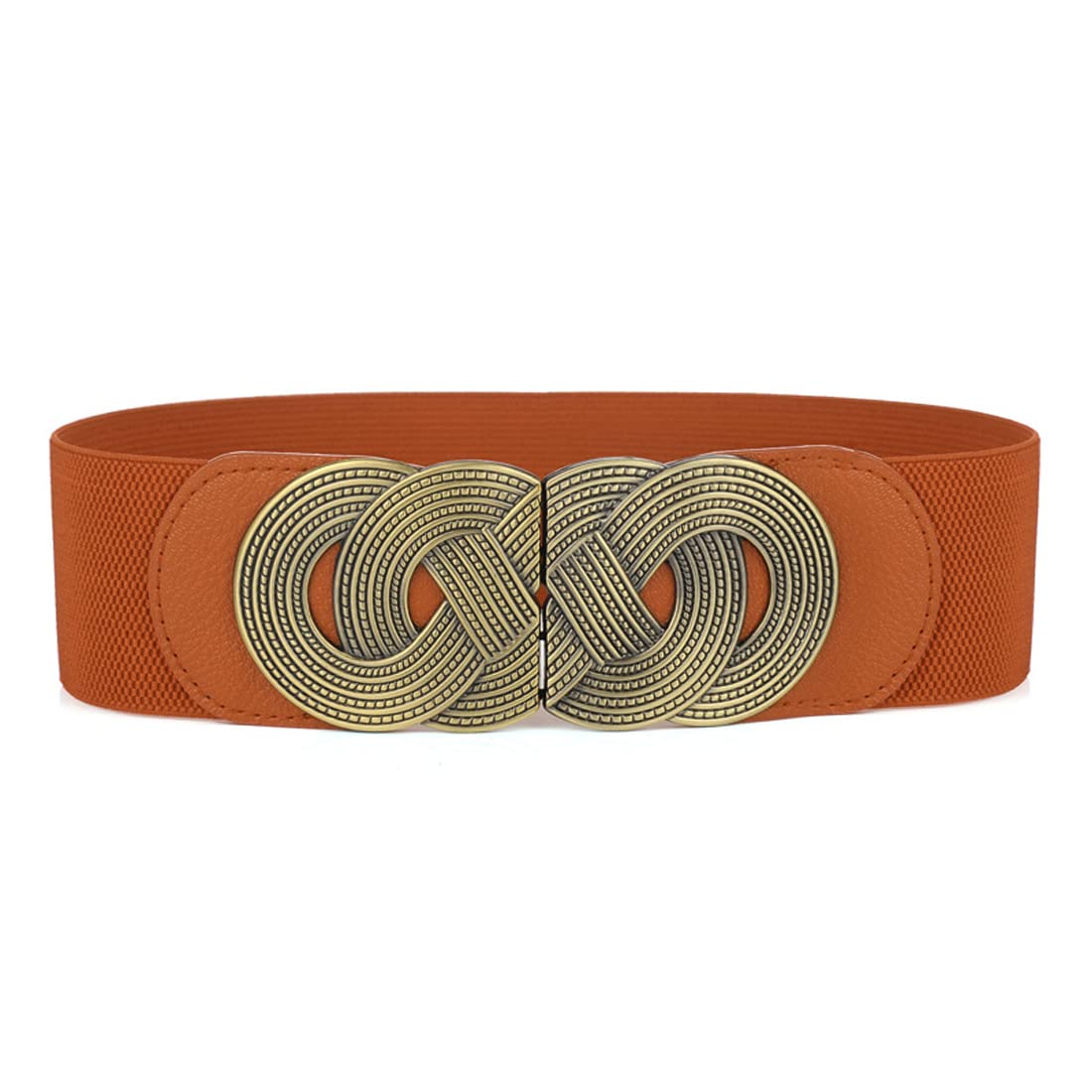 Zibuyu Waist Belts for Women featuring 7.48 in interlocking buckle and light brown elastic | ideal for dresses and jeans