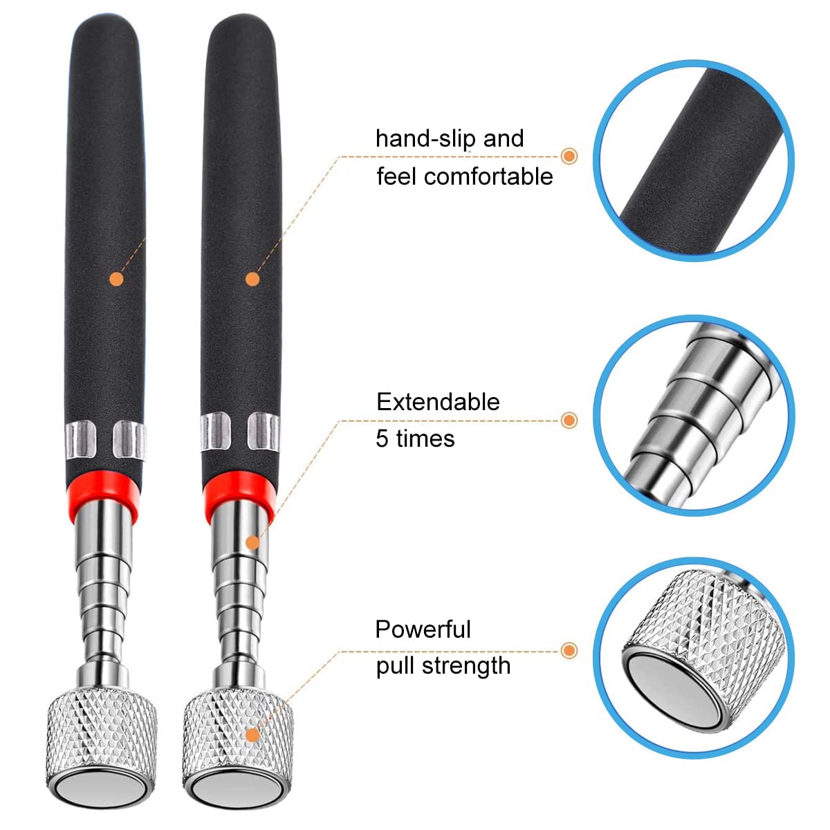HASTHIP Magnetic Telescoping Pick Up Tool Set with 1lb to 15lb Rods and 360° Swivel Mirror | Ideal for Hard to Reach Places