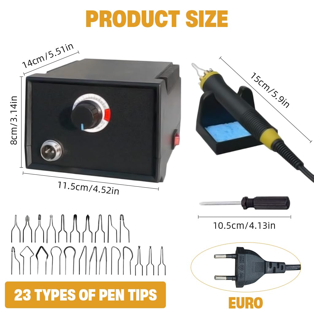 Serplex Electric Wood Burning Pen Kit with 23 Tips and Adjustable Temperature Control for Pyrography | Engraving Tool for Wood Leather and Gourds