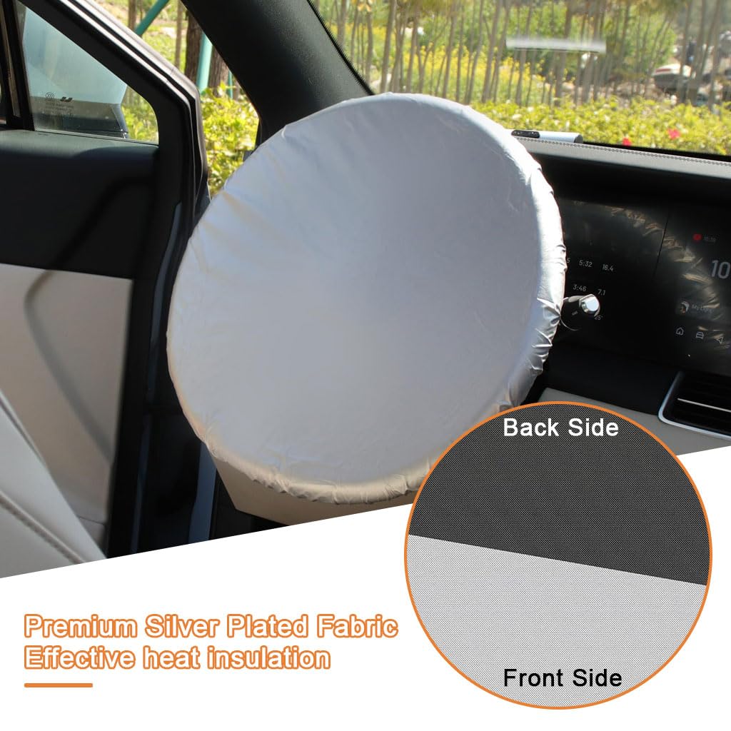 STHIRA Car Steering Wheel Sun Cover for UV Protection with Elastic Edge 42cm Oxford Cloth | Heat Resistant and Dustproof