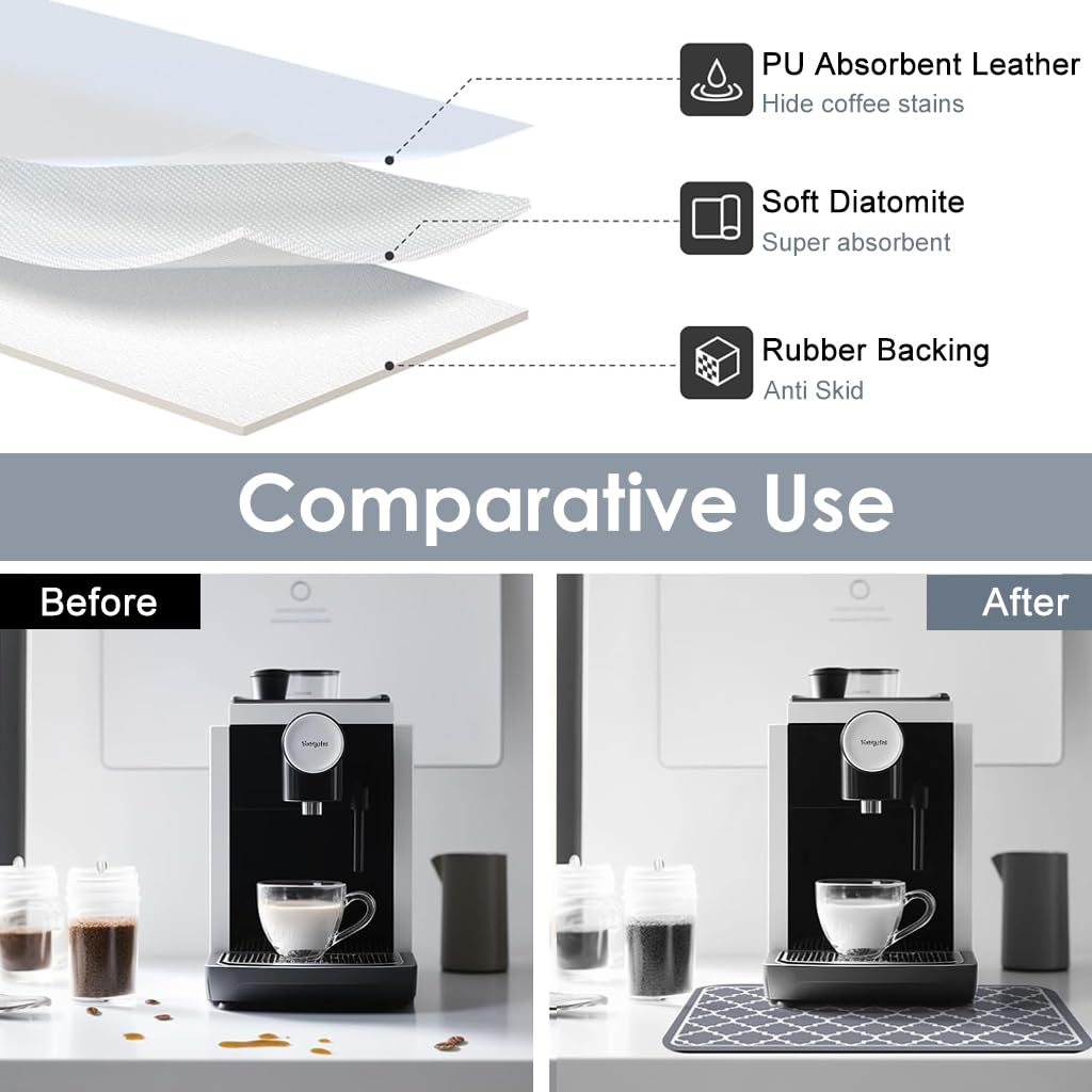 ZIBUYU Super Absorbent Dish Drying Mat for Kitchen Countertops with Non Slip Base | Easy Clean Microfiber Counter Protector