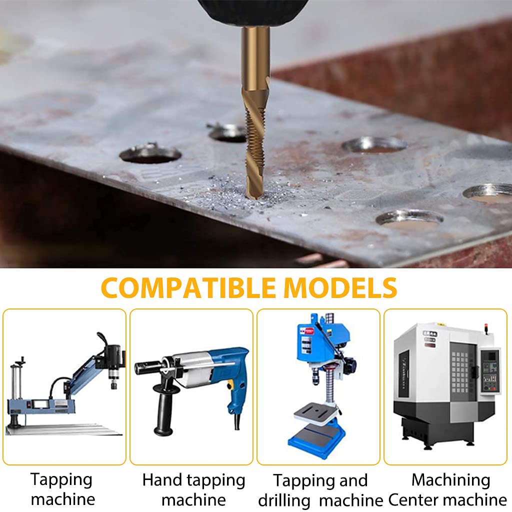 HASTHIP® 6 Pack Spiral Hex Shank Combination Drill Screw Tap Bit Set (M3-M10), Tap Drill Bits Threading Drill Bit Threading Bit Tool for Drilling, Tapping, Cutting on Soft Metal, Aluminum Plate