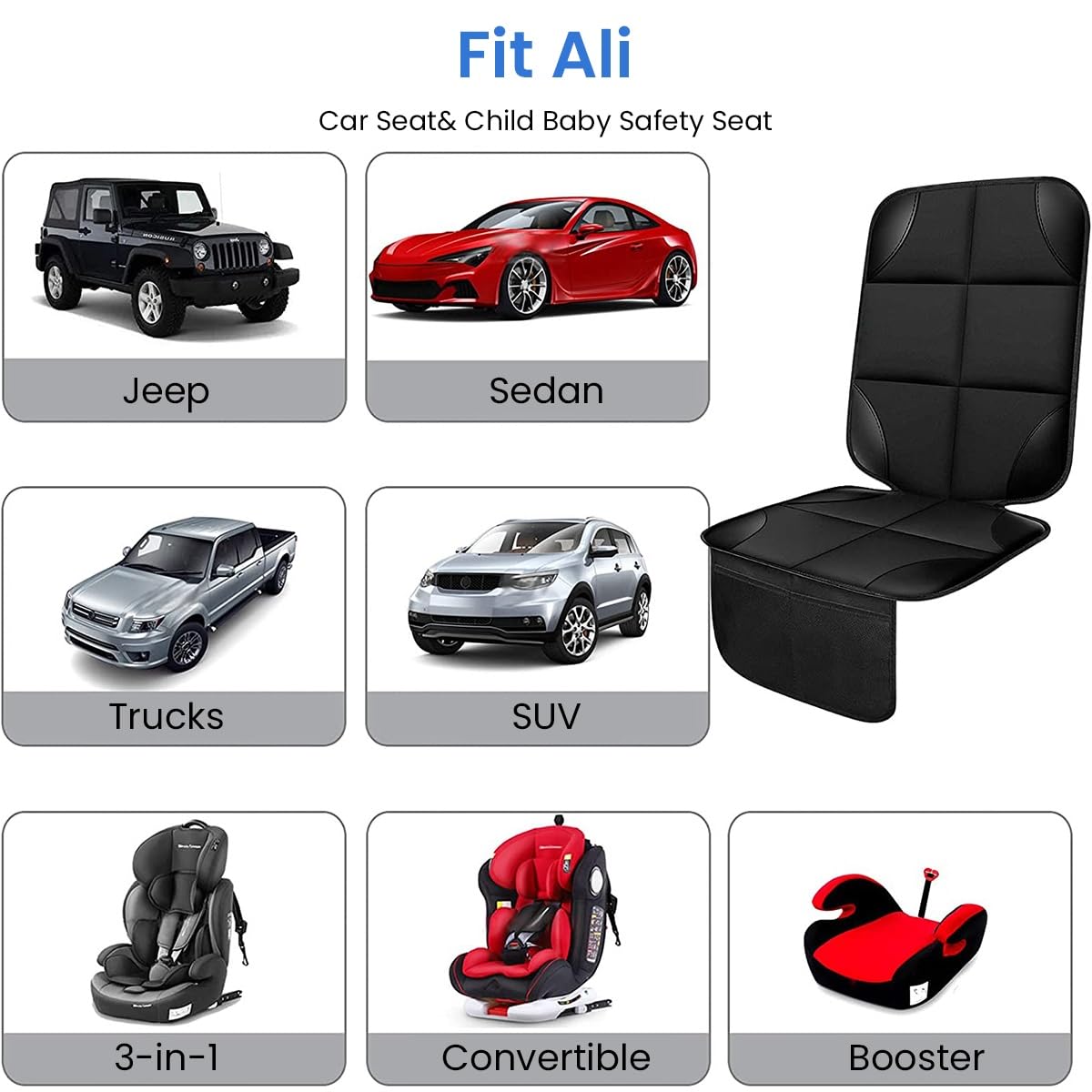 STHIRA Car Seat Protector for Kids and Pets with 2 Pockets featuring Waterproof 600D Fabric