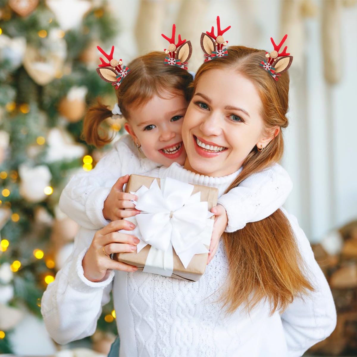 MAYCREATE Christmas Elk Antlers Hair Clips for Festive Hairstyles with Golden Berries | Holiday Accessory for Women and Girls
